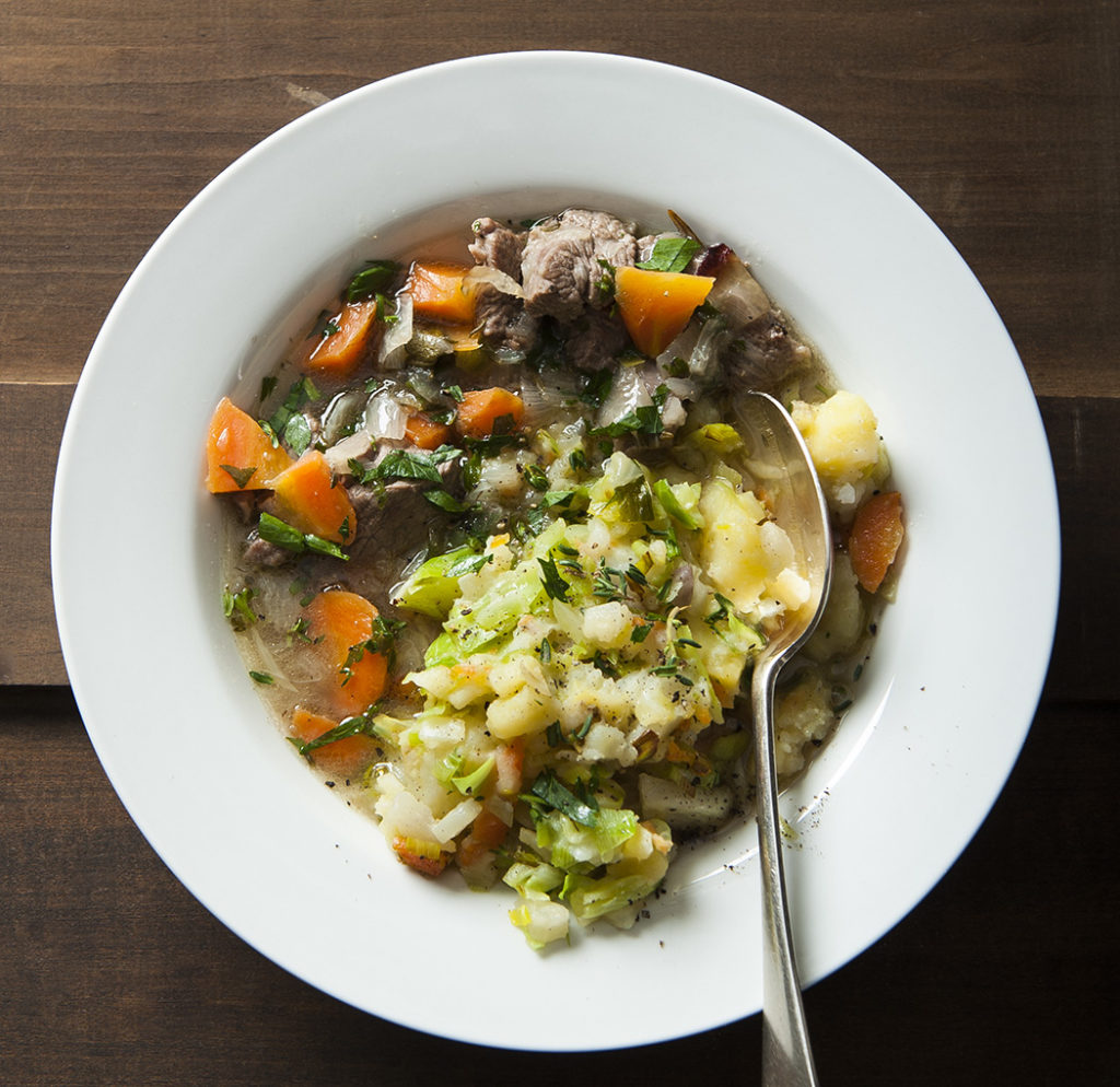 irish stew with bubble and squeak