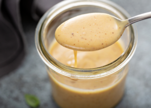 Dijon Dressing in a Clear Jar