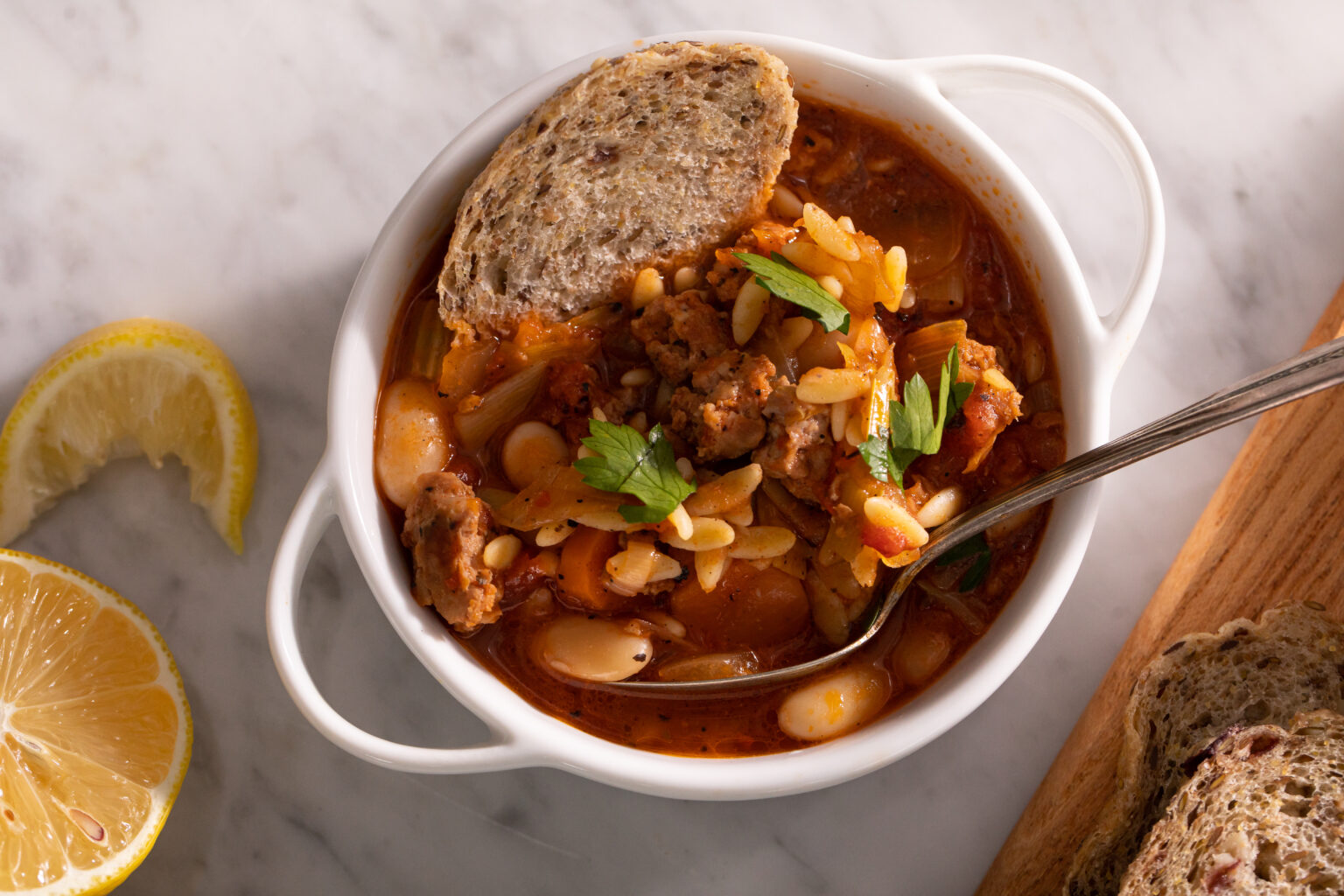 Italian Sausage And Bean Soup With Lemon Lakewinds Food Co Op 0672