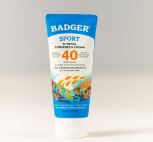 Blue Bottle of Badger Sport Sunscreen SPF 40